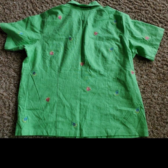 Women's Large green Quacker factory linen top & Capri pants set outfit euc - Picture 5 of 8